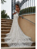 Beaded Sweetheart Neck Ivory Lace Tulle Open Back Wedding Dress